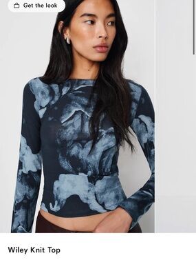 NWT Reformation Wiley Knit Top in Midnight Rose (Navy), Size XL